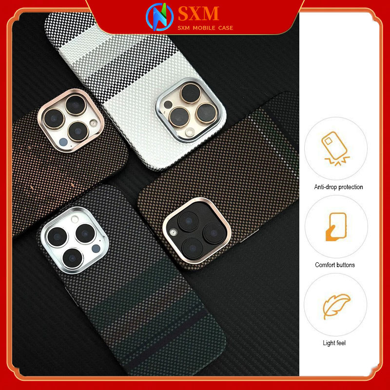 Ốp điện thoại từ tính họa tiết Kevlar iPhone 17 Pro Max Tương thích với iPhone 17 / 16 / 15 / 14 / 1