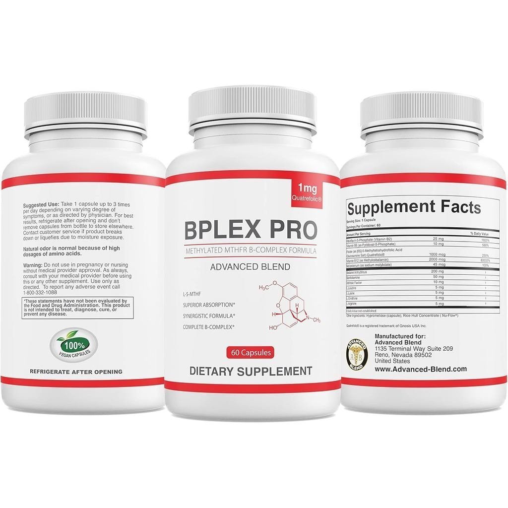 Hỗn hợp tiên tiến MTHFR với 1000 mcg Quatrefolic. 1500 mcg Methylcobalamin với axit amin giúp giải đ