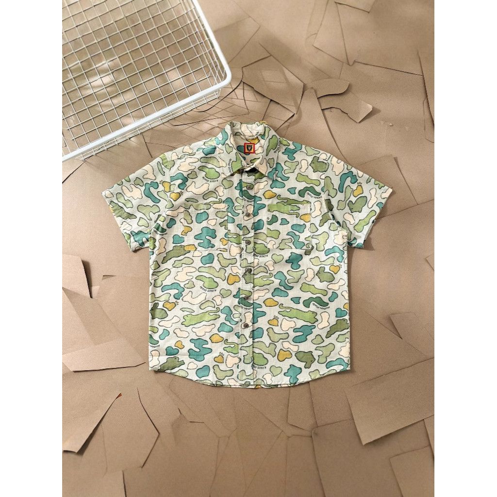 Human ×KW All-over printed camouflage retro couple style short-sleeve shirt T T-shirt Casual