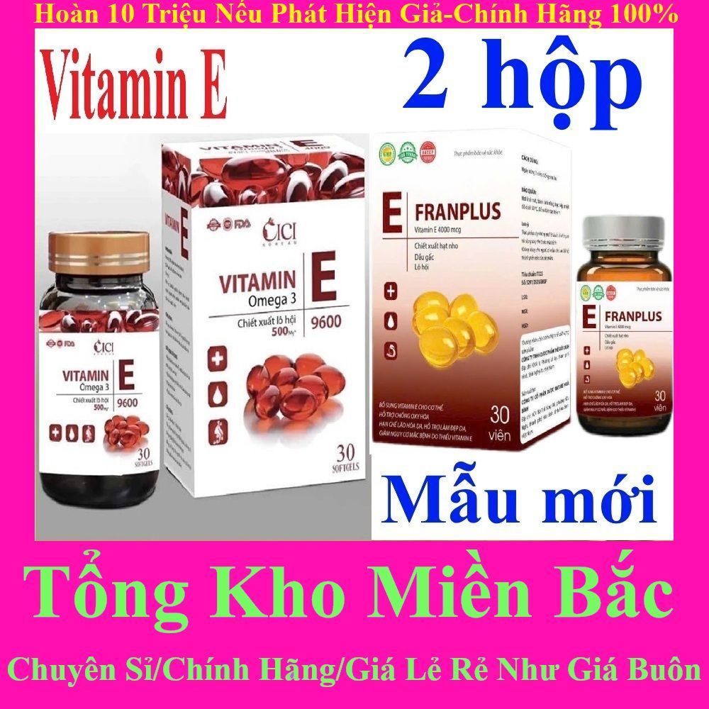 Combo 2 Hộp Vitamin E Đỏ Omega 3 9600 (Hộp 30 Viên) [sale929]