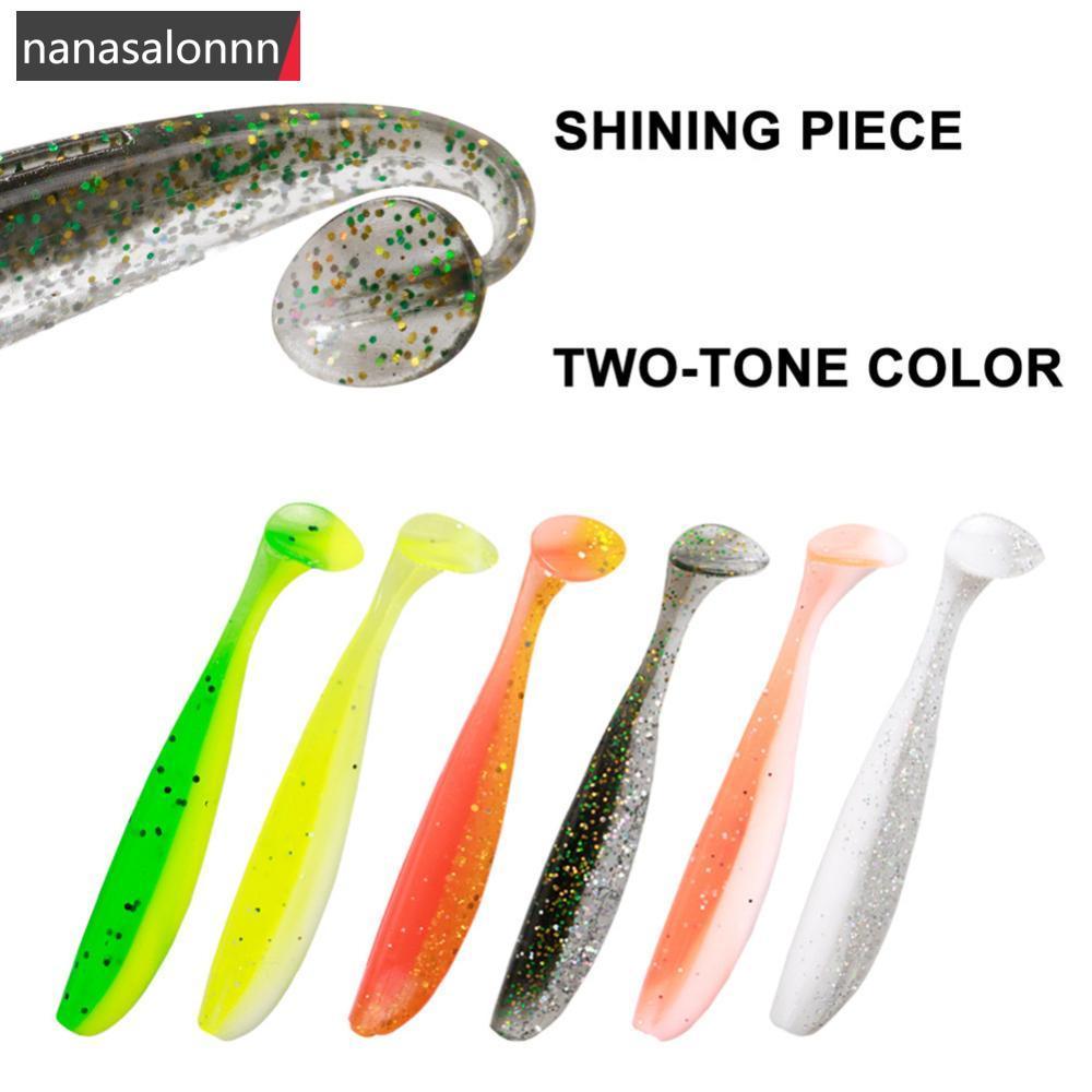 [NNL] 20 CHIẾC 5.5 / 6.5 / 7CM Đuôi T Lấp Lánh Hai Màu Mồi Mồi Mềm Siêu Thực Giun Phù Hợp Với Đầu Ch