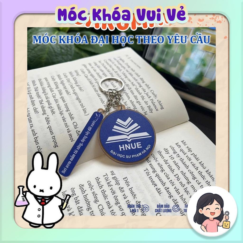 Móc Khoá Trường Đại Học, Móc Khoá Logo Trường Đại Học Kèm Slogan Bùa Thi Đỗ in theo yêu cầu
