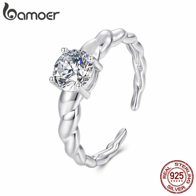 Nhẫn bạc 925 với moissanite thiết kế xoắn nghệ thuật - Món quà trang sức đẹp dành cho nữ