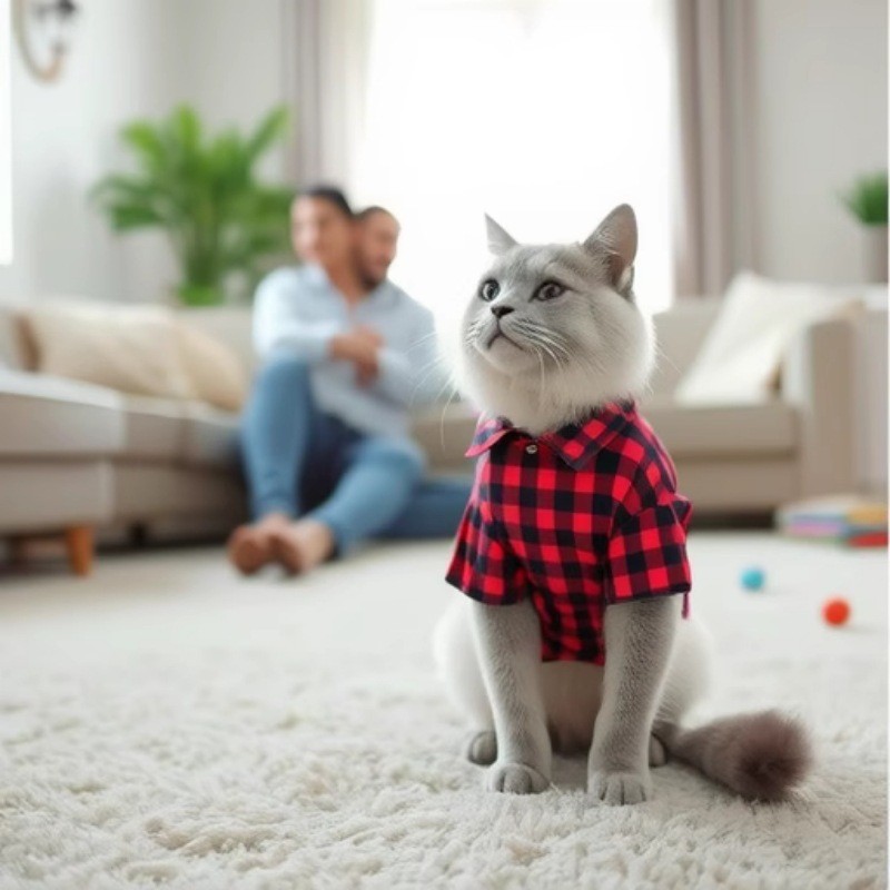 【Ready Stock】 Cat Spring and Summer Shirt Pet Breathable Clothes Net Red Sun Protection Handsome Tre