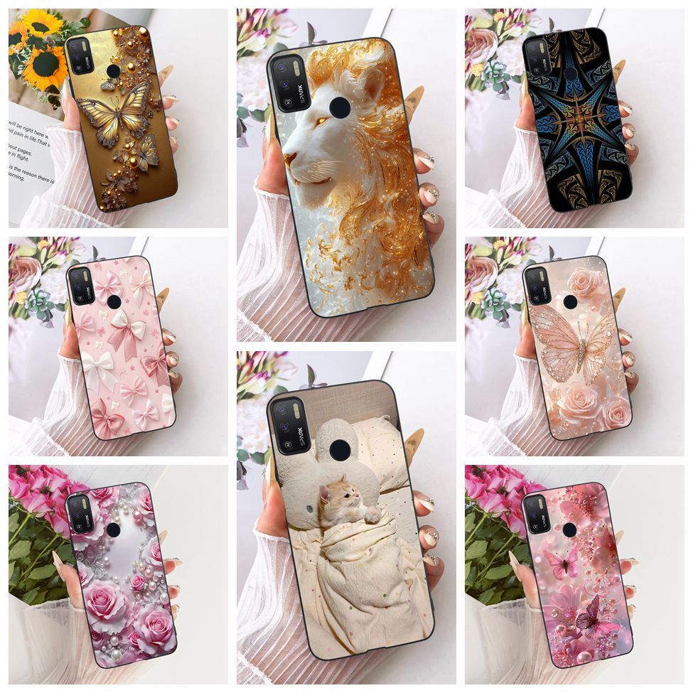 Ốp Lưng Tecno Spark 6 Air Cover Mèo Dễ Thương Thời Trang Bướm Sơn Ngộ nghĩnh Vỏ Tecno KE6 KE6j KF6