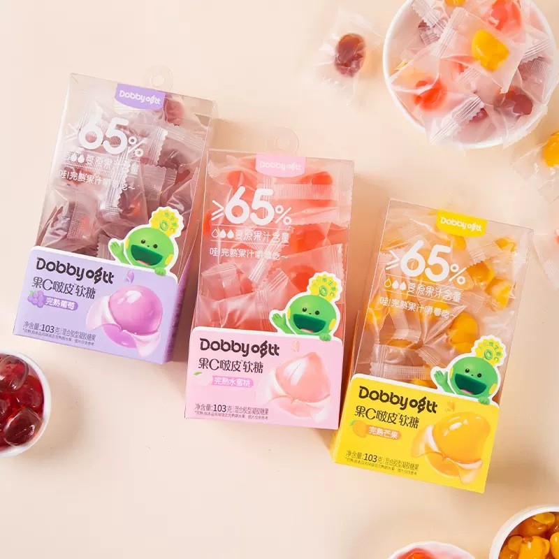 Dobby dobby dobby c Lột Trái Cây Gummy Xoài Trắng Đào Nho Marshmallow Đồ Ăn Nhẹ Bán Buôn 25.11.06