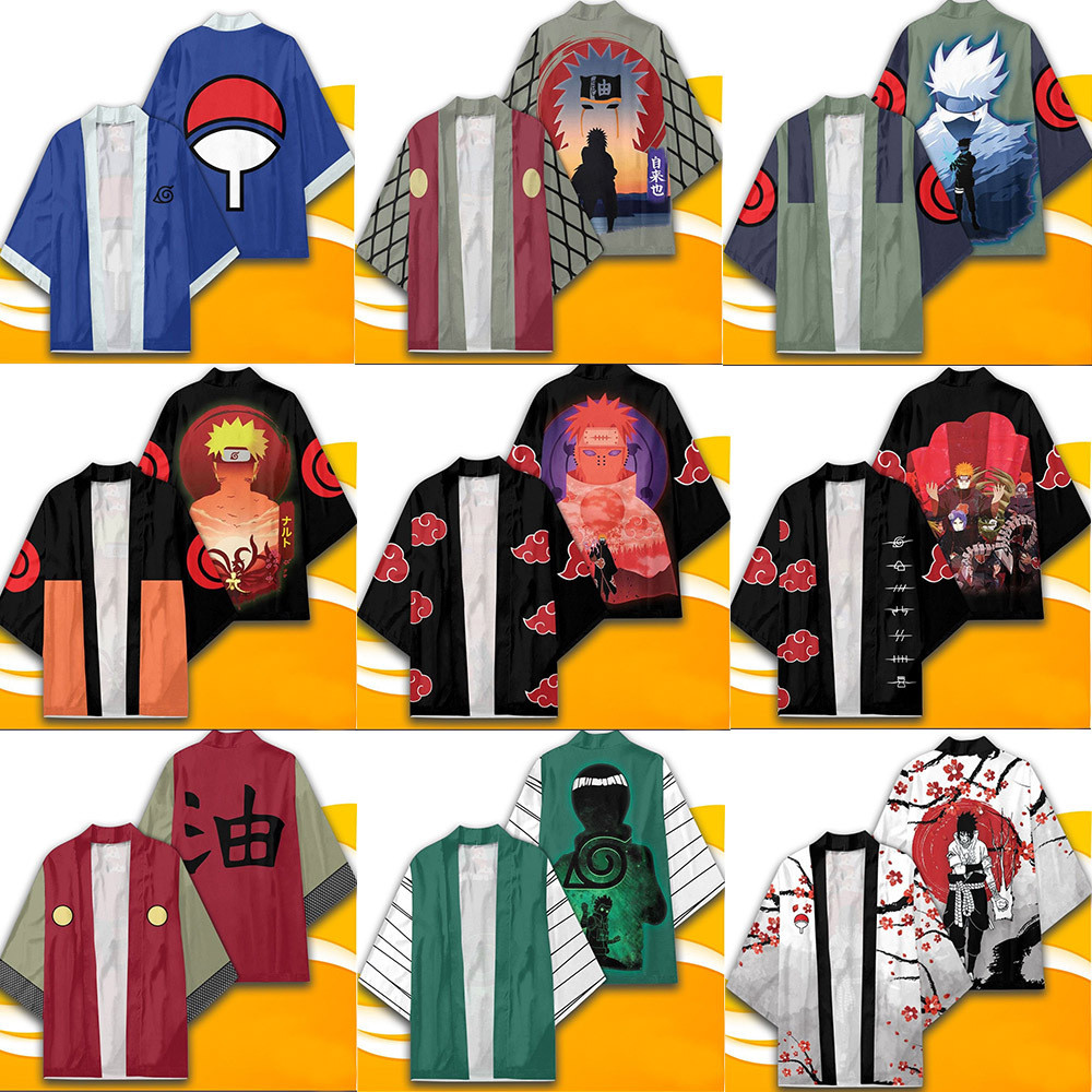 Naruto Anime Cardigan Haori Kimono Cosplay - Phù hợp cosplay nhân vật Naruto, Jiraiya và Kakashi