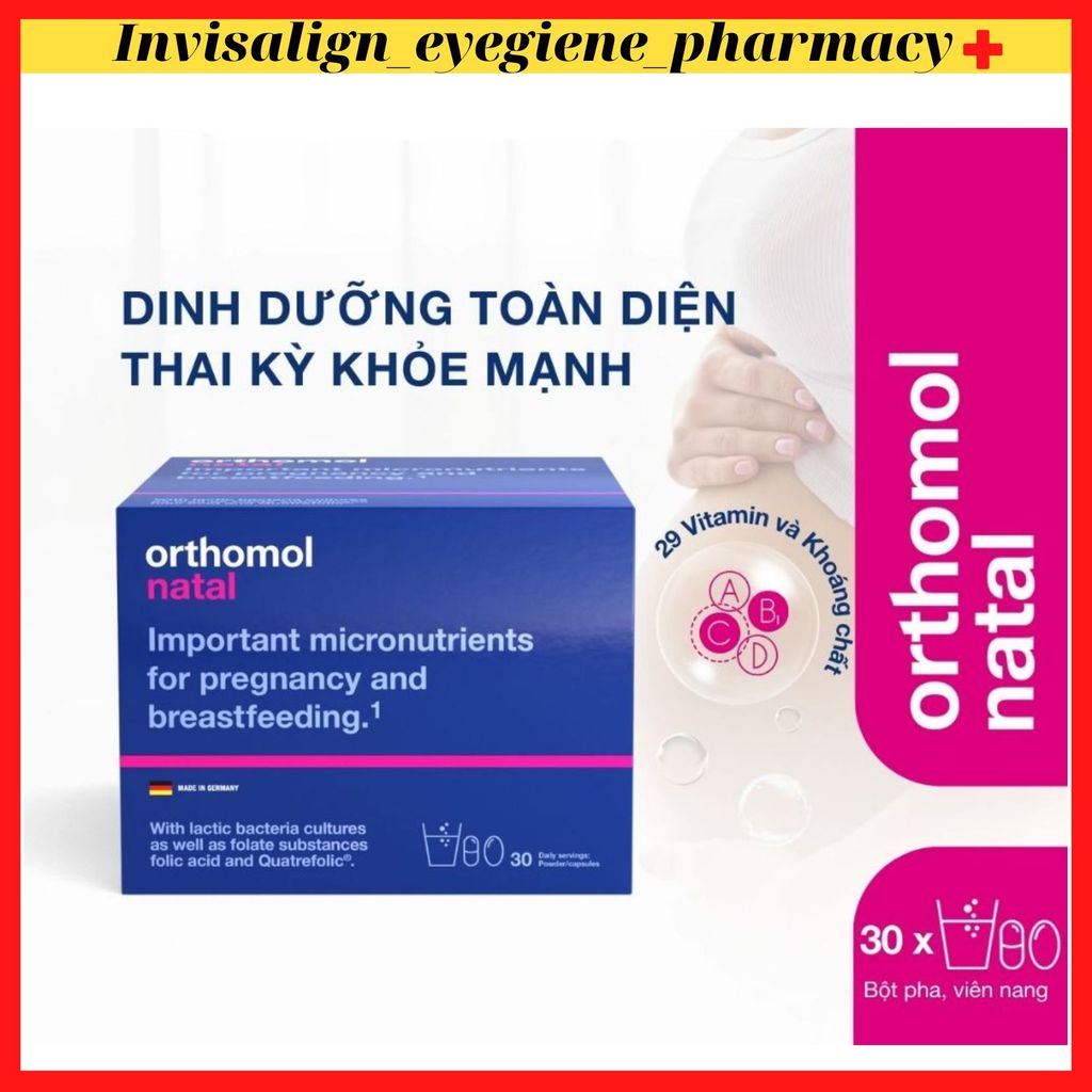[Hàng cty có Vat Che tên] Bổ Bầu Đức Orthomol Natal - Bổ sung vitamin và khoáng chất cho phụ nữ mang