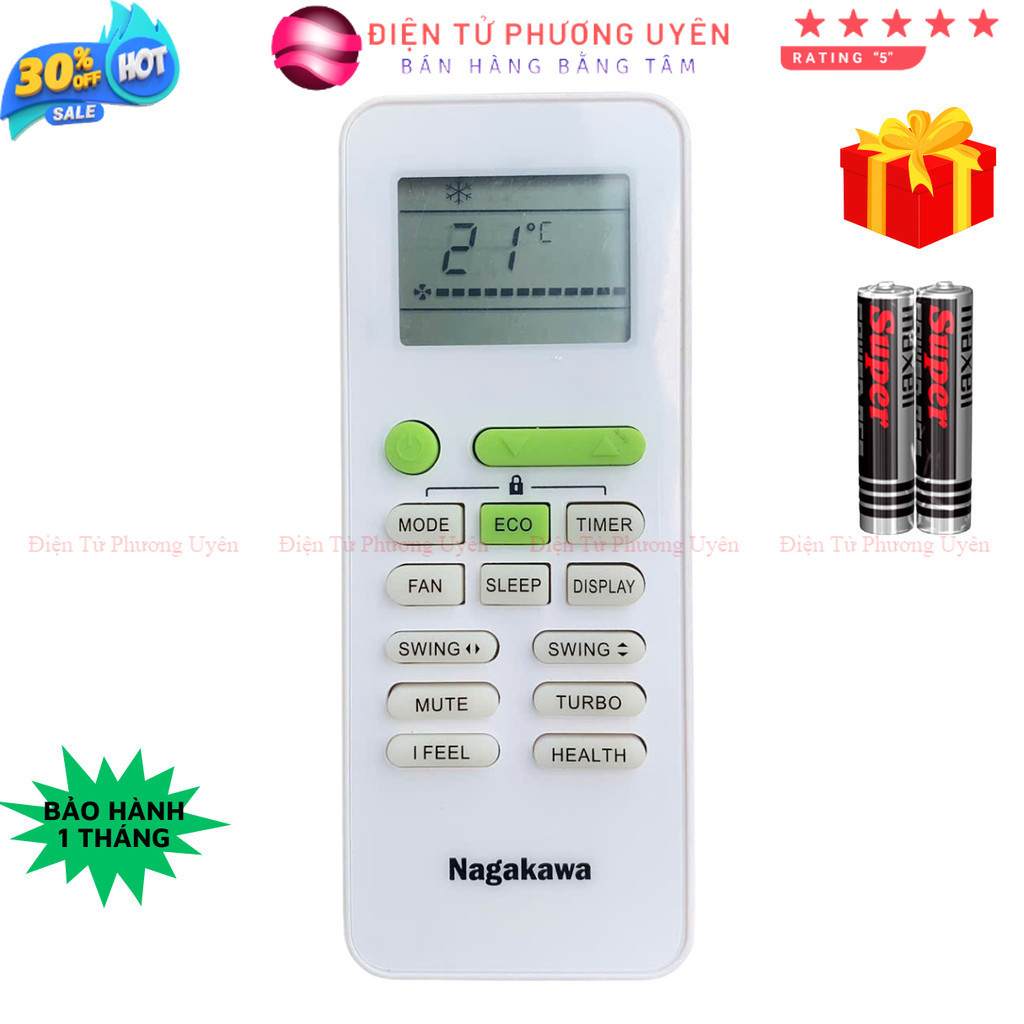 Điều khiển điều hòa Nagakawa Mã 04, remote máy lạnh Nagakawa NIS-C12R2T29 - Tặng pin - Phương Uyên