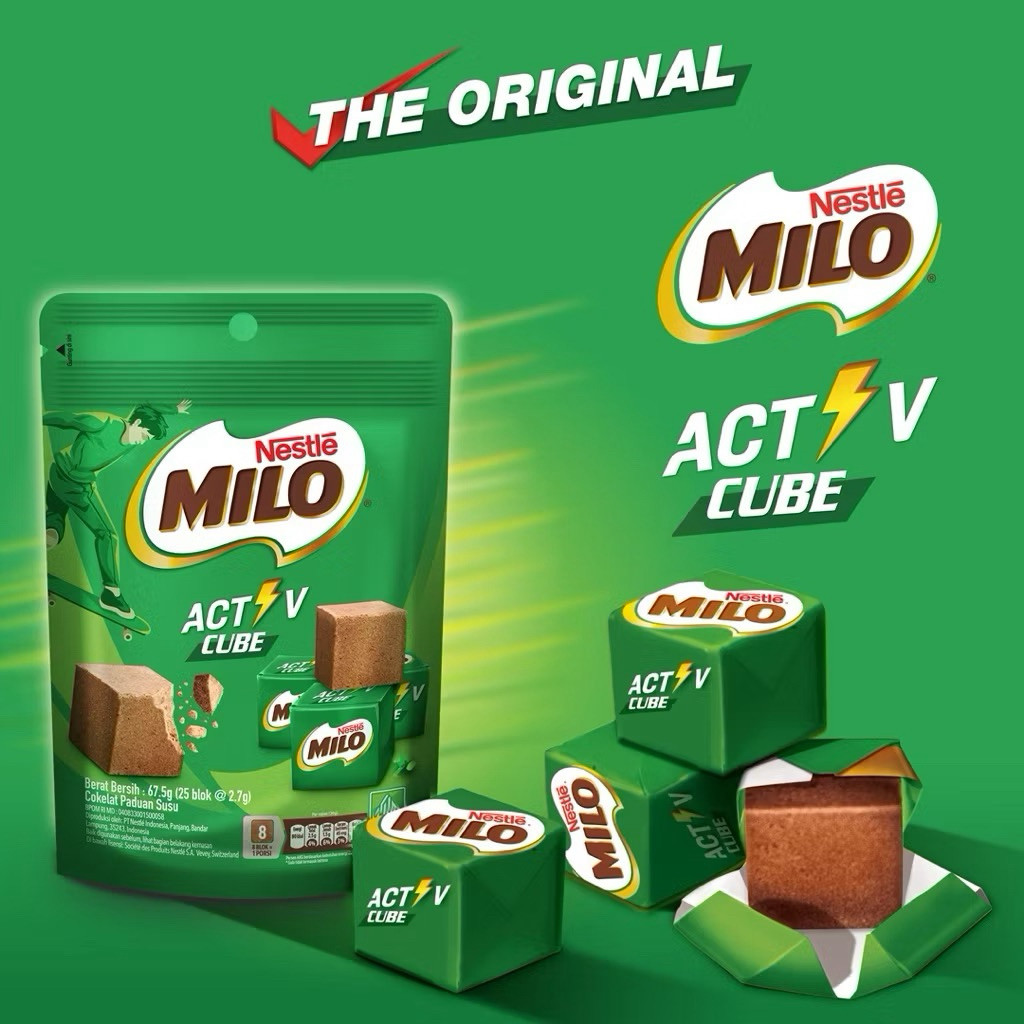 SOCOLA SỮA LÚA MẠCH VIÊN NESTLE MILO ACTIV CUBE GÓI 67,5G (25 VIÊN)/ KẸO NESTLE MILO CUBE