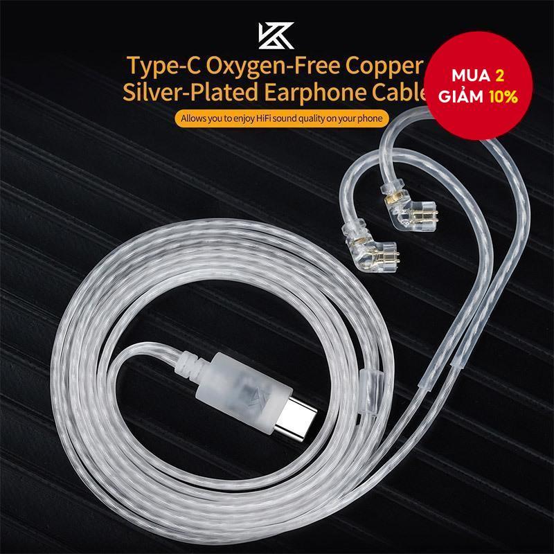 Cáp nâng cấp kết nối Type C chính hãng KZ sang jack tai nghe cho tai nghe KZ Castor ZS10 PRO 2