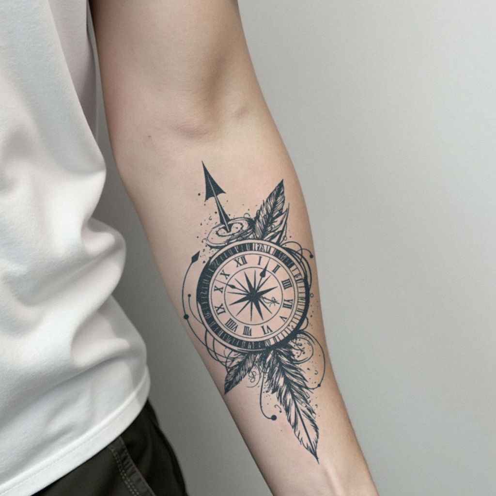 Stiker Hình Xăm Thảo Dược LU Han Compass Juice - Cao Cấp, Phù Hợp Cho Cánh Tay