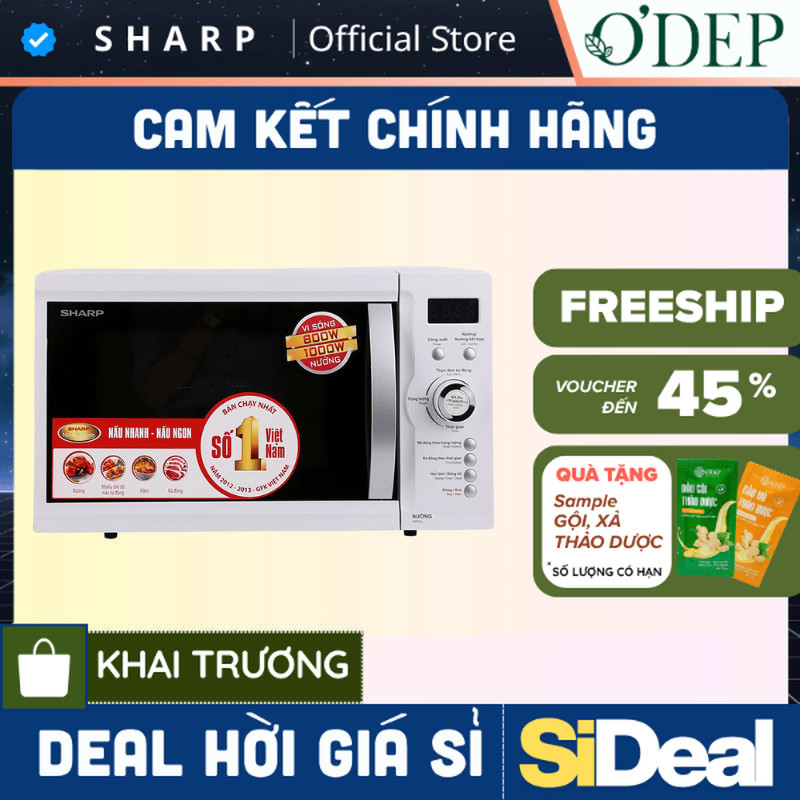 Lò vi sóng có nướng điện tử Sharp R-G371VN-W - 23L - Hàng chính hãng - SIDEAL SIO