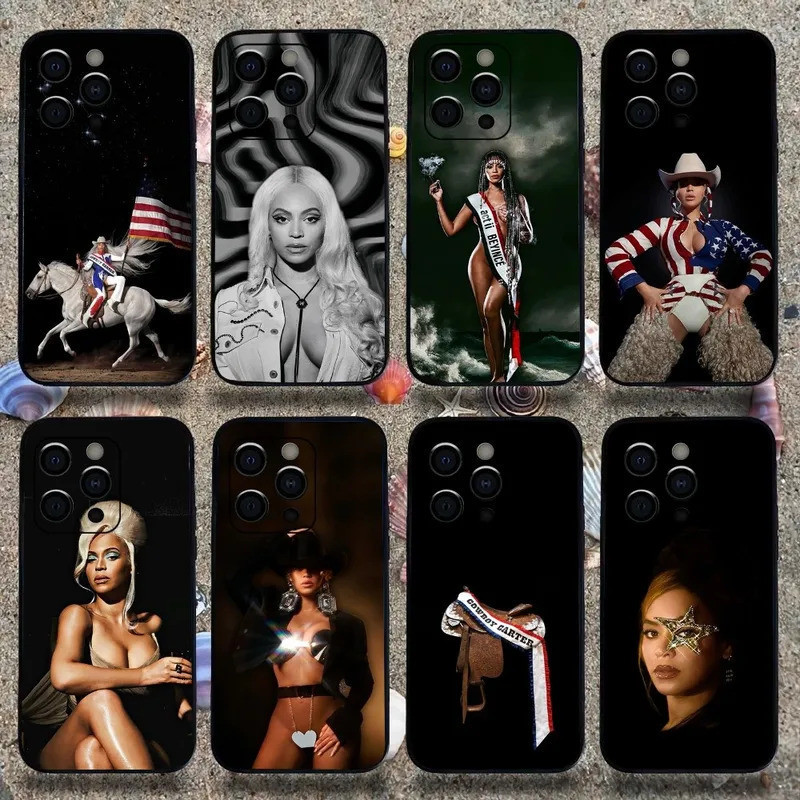 Ốp điện thoại B-Beyonce COWBOY CARTER cho Apple iPhone 13 12 Pro X XS XR Plus Mini Soft Black Cover