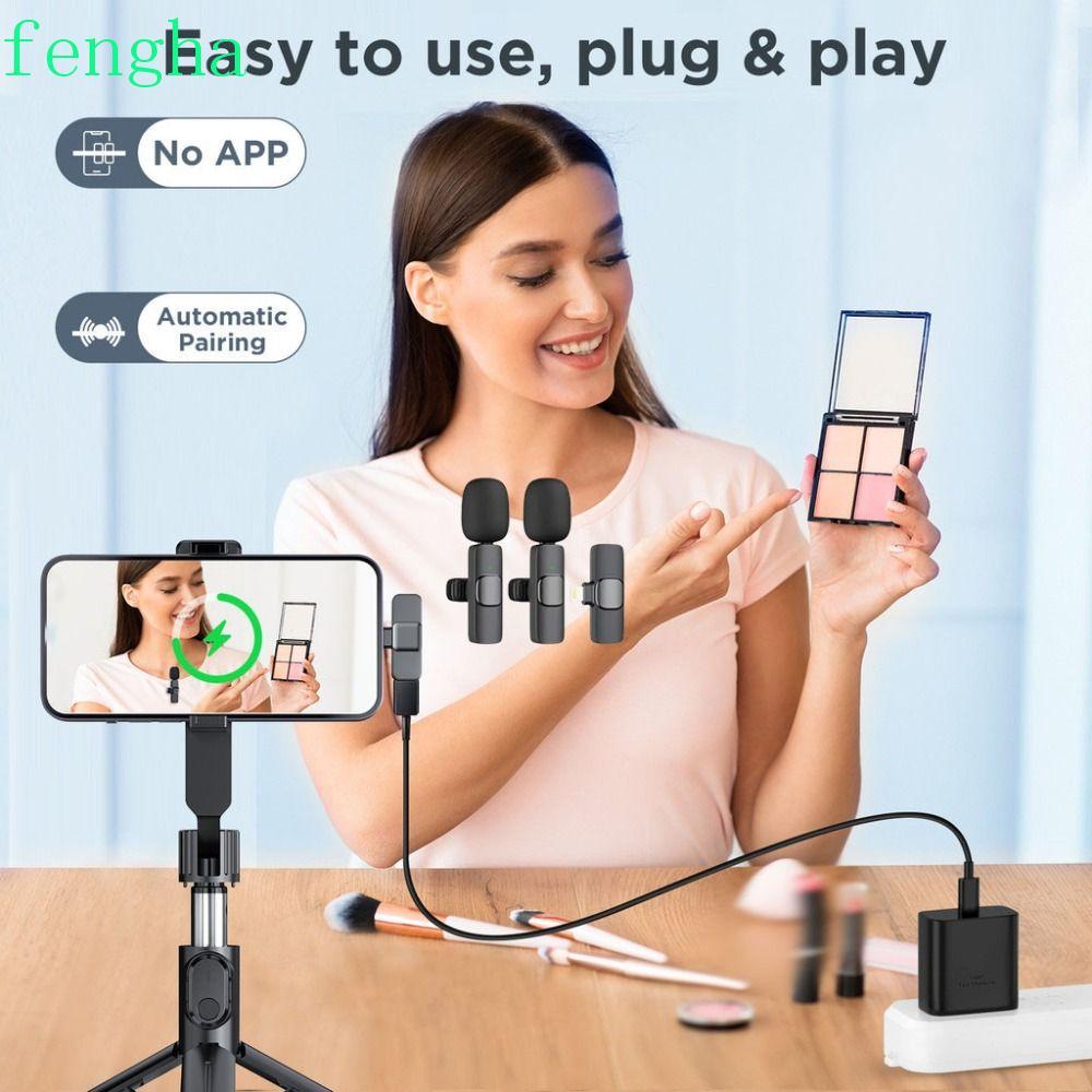 Mic ve áo mini FENGHA, Micro Lavalier mini K9 di động không dây, Mic ghi âm di động Giảm tiếng ồn ch