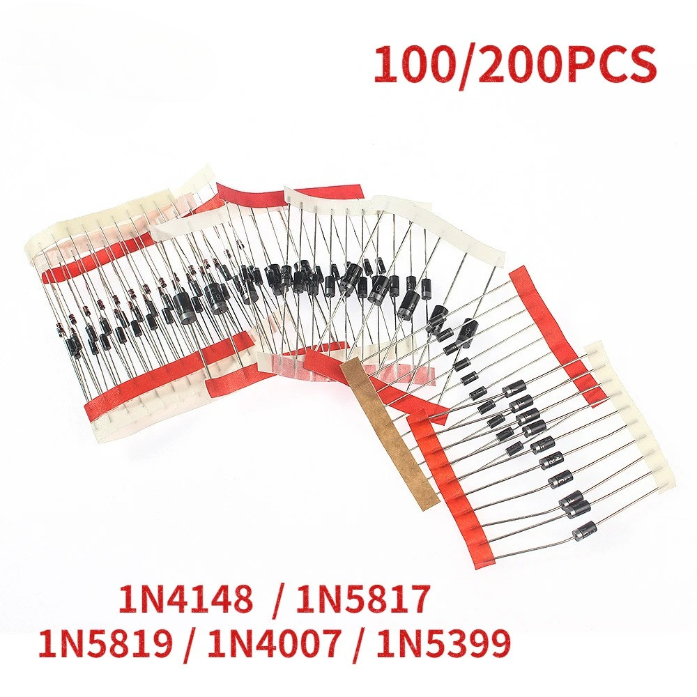 100 / 200 Chiếc Điốt Schottky Chuyển Mạch Nhanh 1N4148 1N5817 1N5819 1N4007 1N5399 Bộ Điốt Chỉnh Lưu