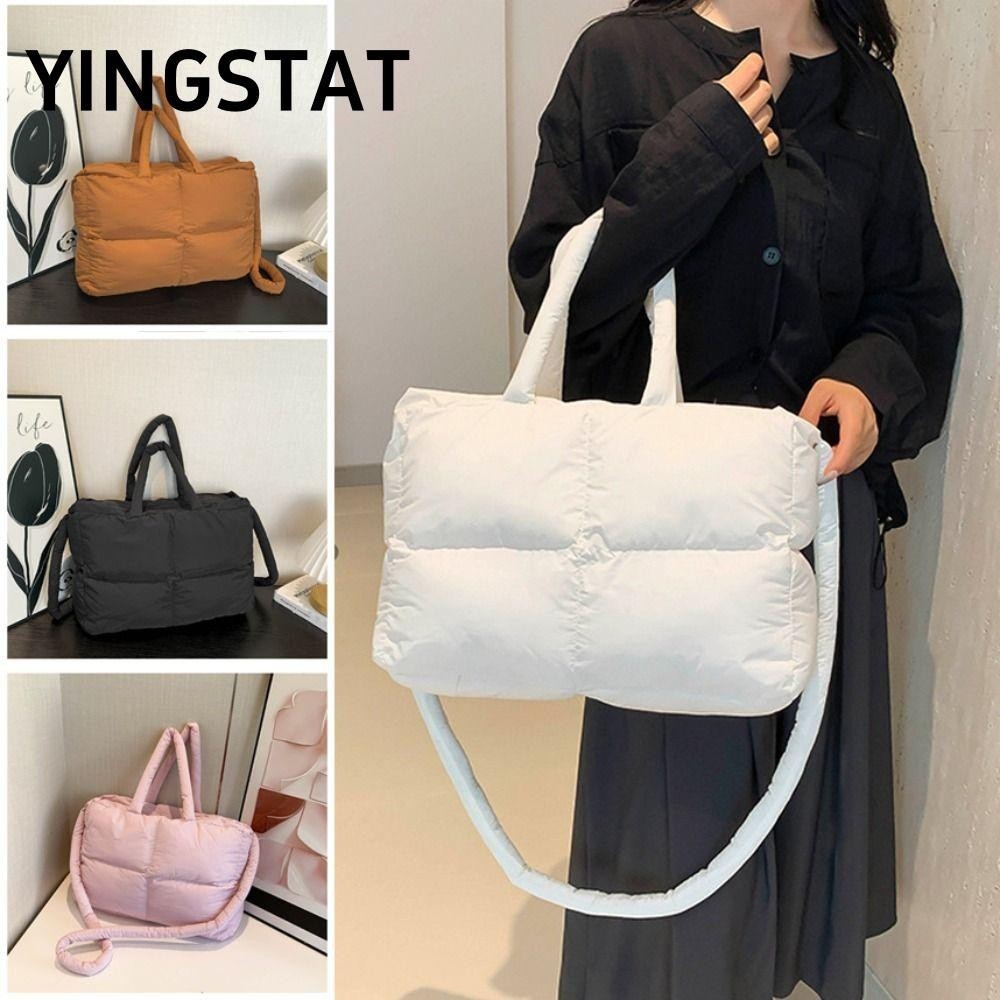 YINGSTAT Puffer Tote Bag, Large Capacity Lightweight Puffy Handbag, Quilted Multi-Functional Women C