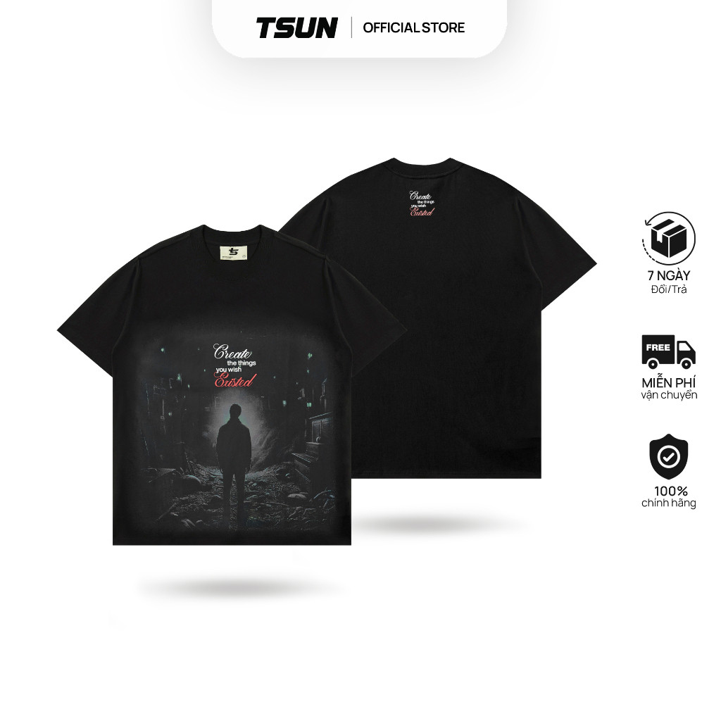Áo Thun TSUN Imagine Tee - Đen - [UNISEX] - In - Nam/N