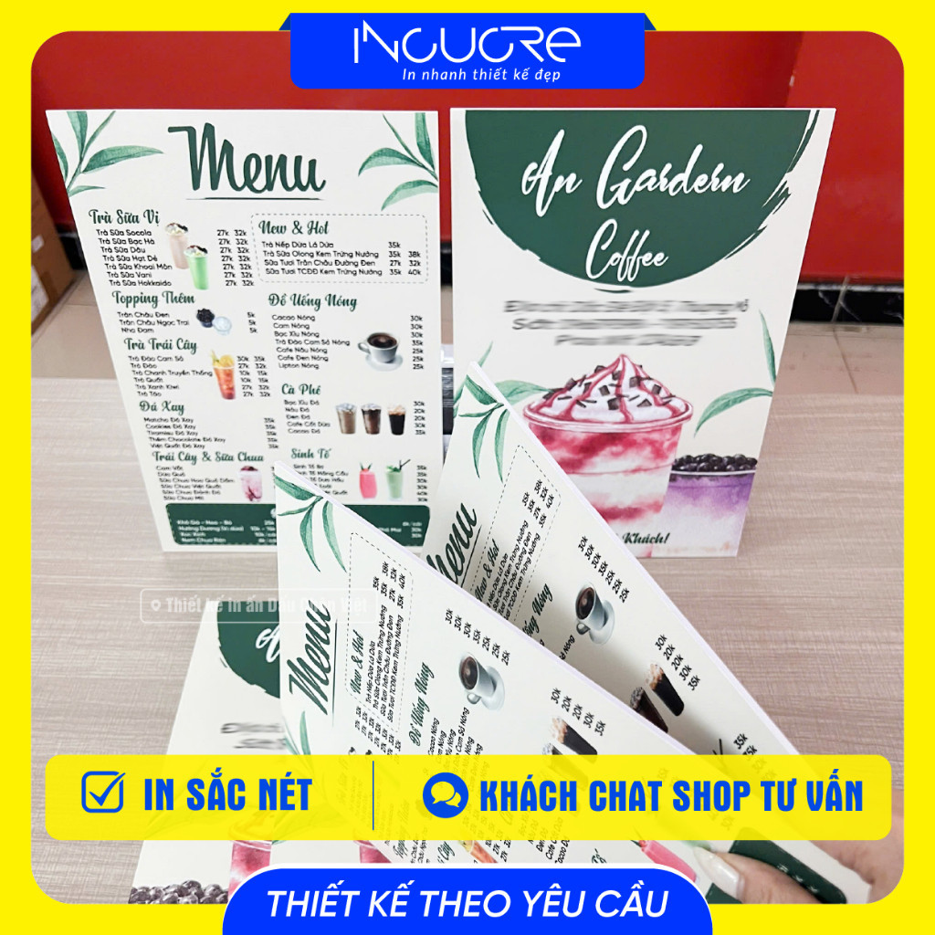 In Menu Format, in menu PP Formex theo yêu cầu , Dày 5 Li,  Quán Ăn, Menu Ăn Vặt incucre