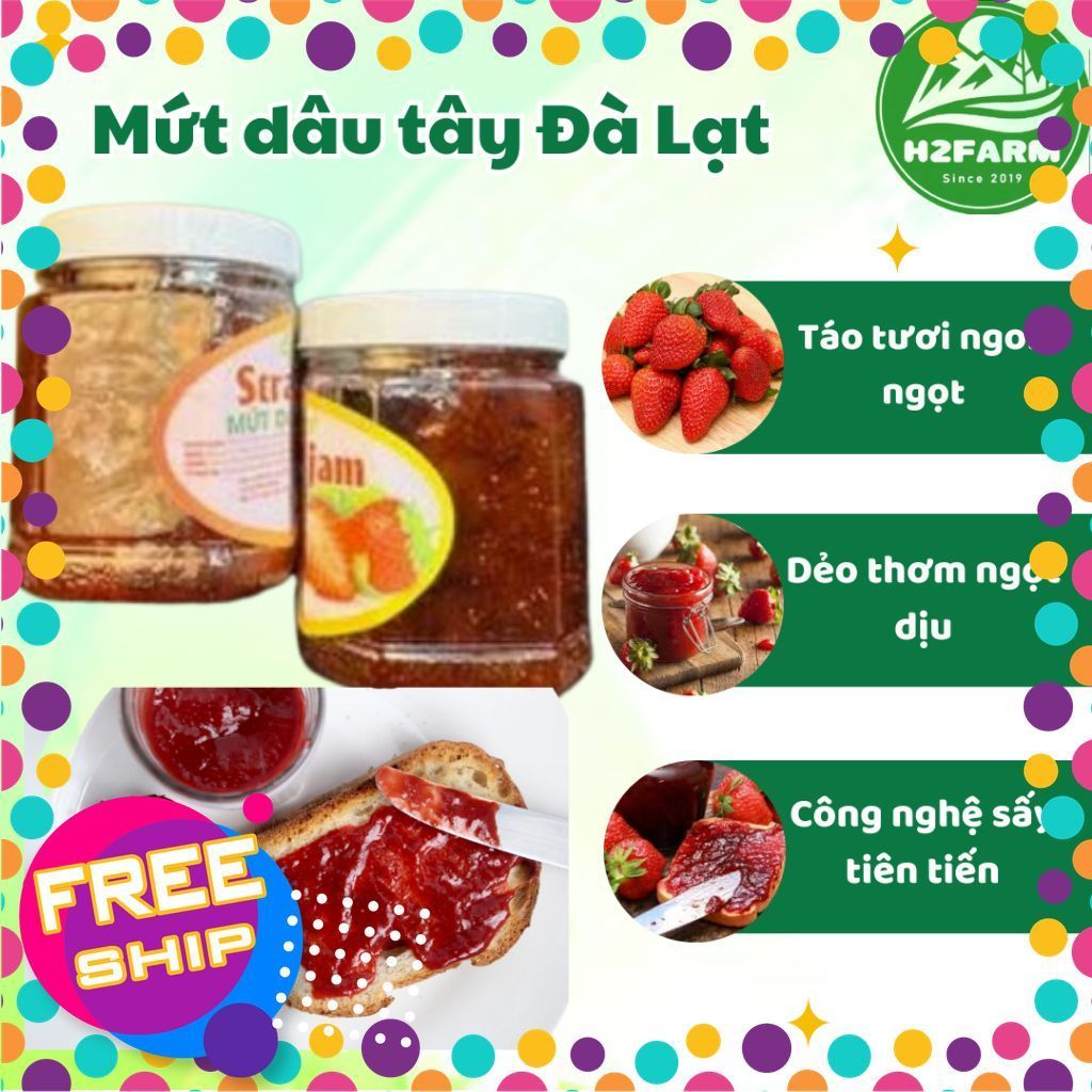 Mứt Dâu Tây - H2Farm - Ngọt Đậm - Cô Đặc - Tiện Lợi - Đặc sản Đà lạt nhà H2farm