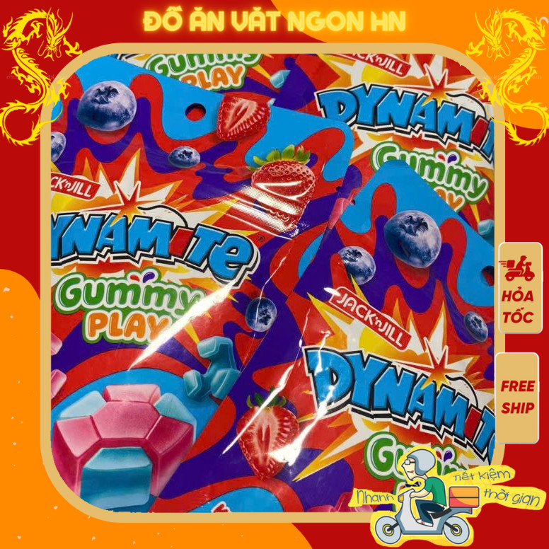 Jacknjill Dynamite Gummy Play Kẹo Dẻo Sáng Tạo Gói 40g - Vị Trái Cây & Hạt Mâm Xôi