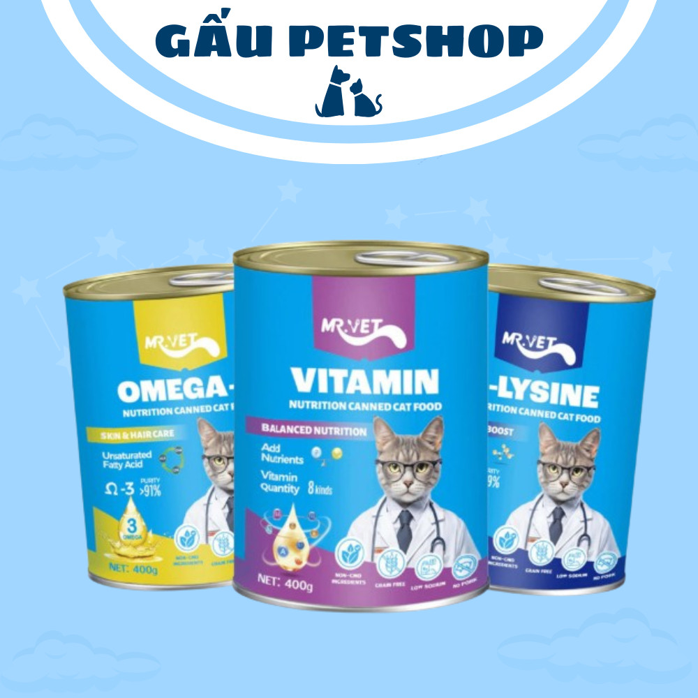 Pate Lon Mr.Vet, Pate Cho Mèo MR VET Lon 400g