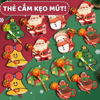 Quà giáng sinh thẻ giấy cài kẹo mút - Quà Tặng Cho Bé set 60, Giấy bọc thẻ cài kẹo mút hình hoa trang trí bánh