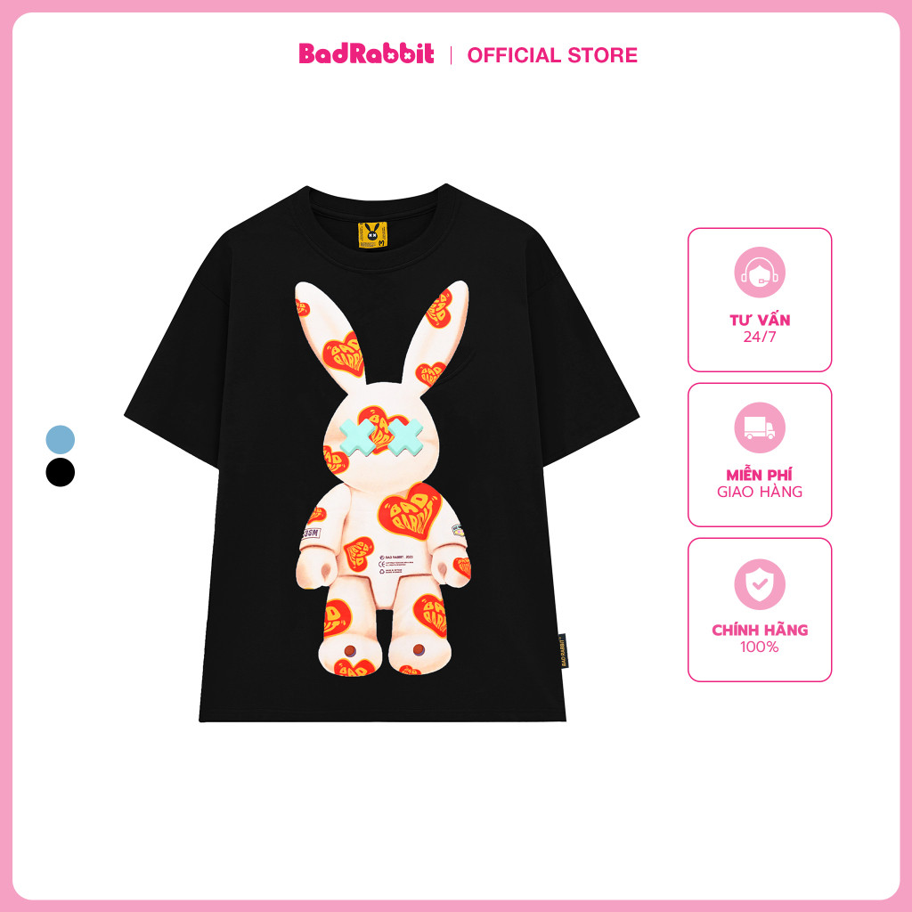 Áo Thun Heart Pattern Rabbit-black- Local Brand Chính Hãng