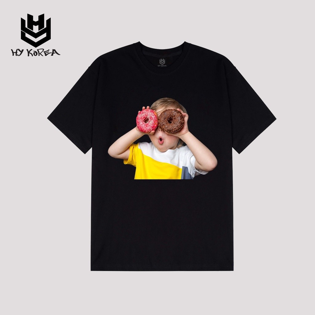 Áo Thun Tay Lỡ HY Korea In Hình Em Be Cầm Bánh 91.