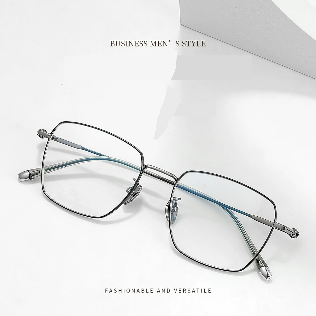 Khung Kính Titan Đa Giác Playful Mặt Trơn Đơn Giản MU105 - Thiết Kế Cao Cấp Cho Người Yêu Văn Học