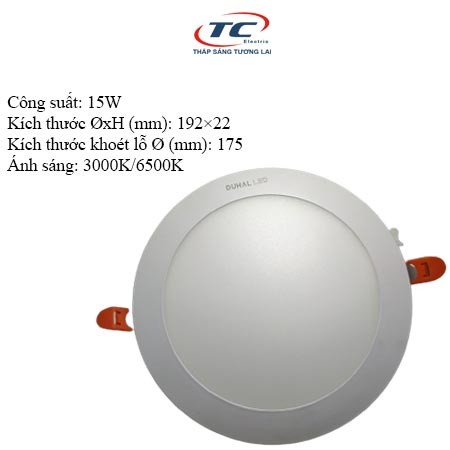 Đèn LED panel âm trần 15W Ø175 (KDGT515)