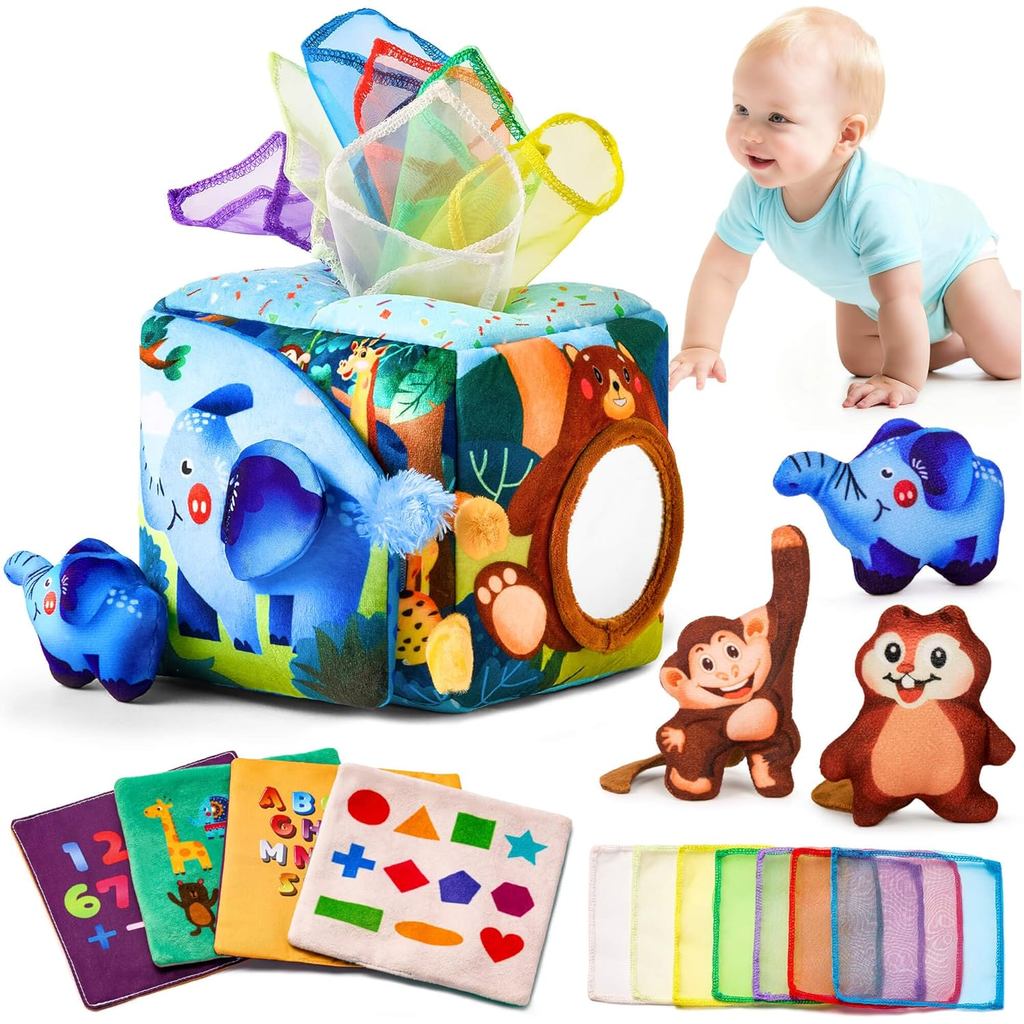 Đồ Chơi Cho Bé 6-12 Tháng - Đồ Chơi Montessori Cho Bé 6 Tháng Tuổi Đồ Chơi Cảm Giác Hộp Khăn Giấy Đồ