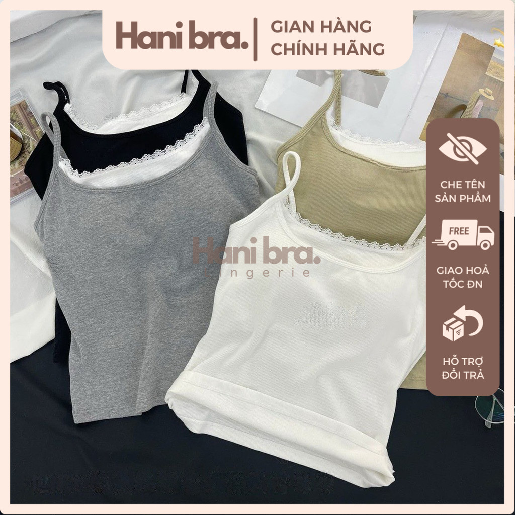 Áo Bra Nữ Hai Lớp, Áo Hai Dây Thun Tăm Gân Kèm Đệm Mút Hở Lưng Hàn Quốc BR18117