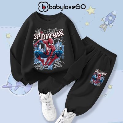 Bộ nỉ bé trai BabyloveGO đồ bộ thu đông dài tay cho bé in hình siêu anh hùng Marvel độc đáo BN-MV76