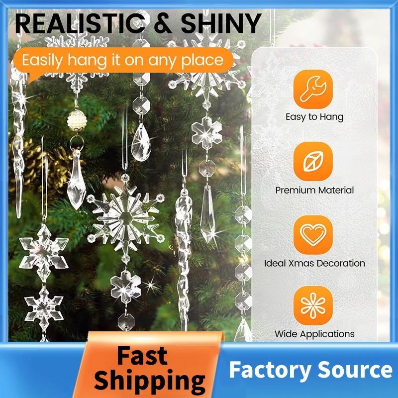 Cây Giáng Sinh Trong Suốt Acrylic Icicle Đồ Trang Trí Pha Lê Icicle Thả Treo Mặt Dây Cho Giáng Sinh 
