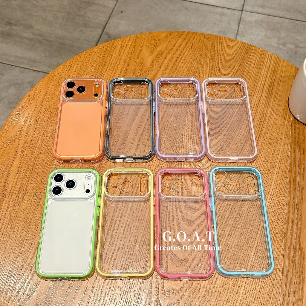 G.O.A.T Vỏ thời trang trong suốt viền màu 2 trong 1 Tương thích cho iPhone 17 pro max iPhone 17 16 1