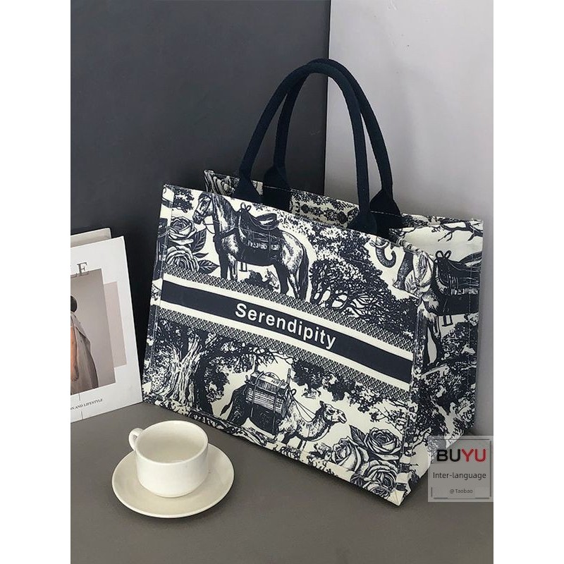 túi sách nữ hapas Túi tote trà Bawang túi tote một vai dung tích lớn hình con đường cổ trà