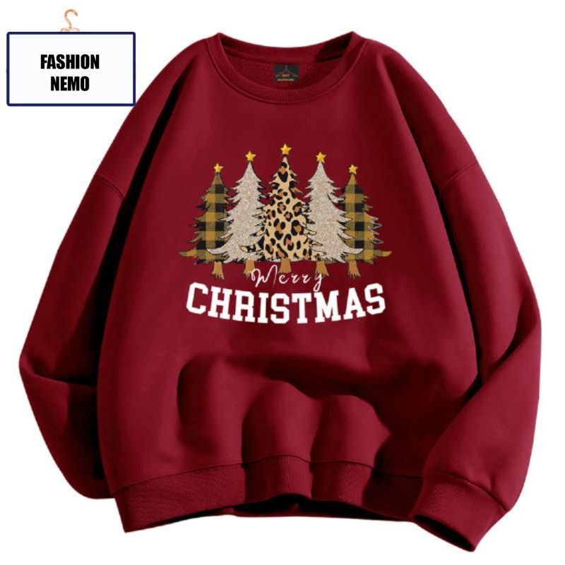Áo sweater NOEL Cây thông CHRISTMAS nỉ bông form rộng KONOVA