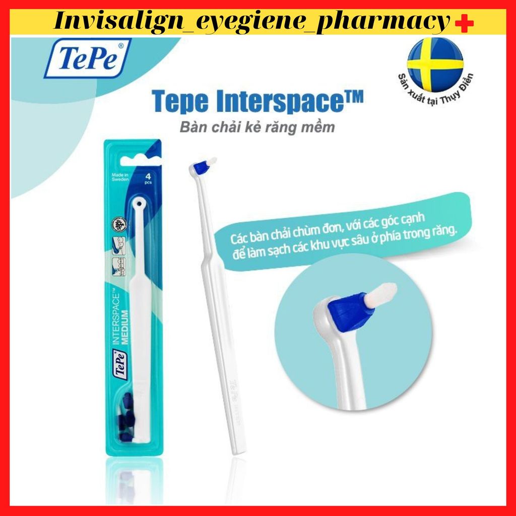 [ Mắc cài, kẽ răng, implant] Bàn chải đầu hình vòm cho niềng răng, implant Tepe Interspace đi kèm đầ