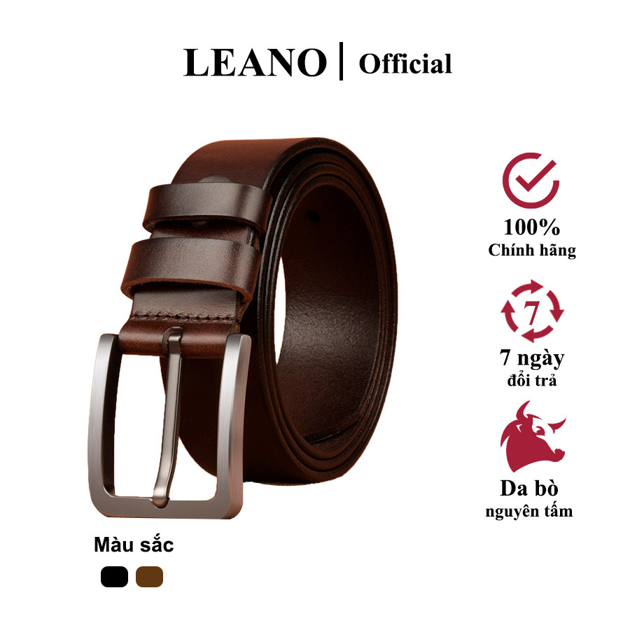Thắt lưng nam khóa gài LEANO, Dây nịt nam cao cấp fullbox