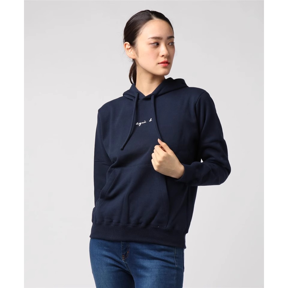 Agnes B Mới In Chữ Logo Có Mũ Trùm Đầu Dài Tay Unisex