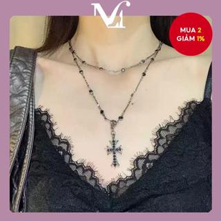  Vòng cổ mặt dây chuyền chữ thập màu đen Retro Dây chuyền cá tính Đơn giản Trang sức thông thường cho nam và nữ 