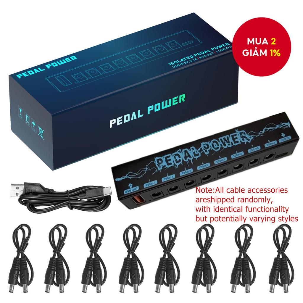 Bộ nguồn hiệu ứng đàn guitar 8 đầu ra DC 9V cách ly 100mA hoặc 300mA và USB 5V, tiện lợi cho phụ kiệ