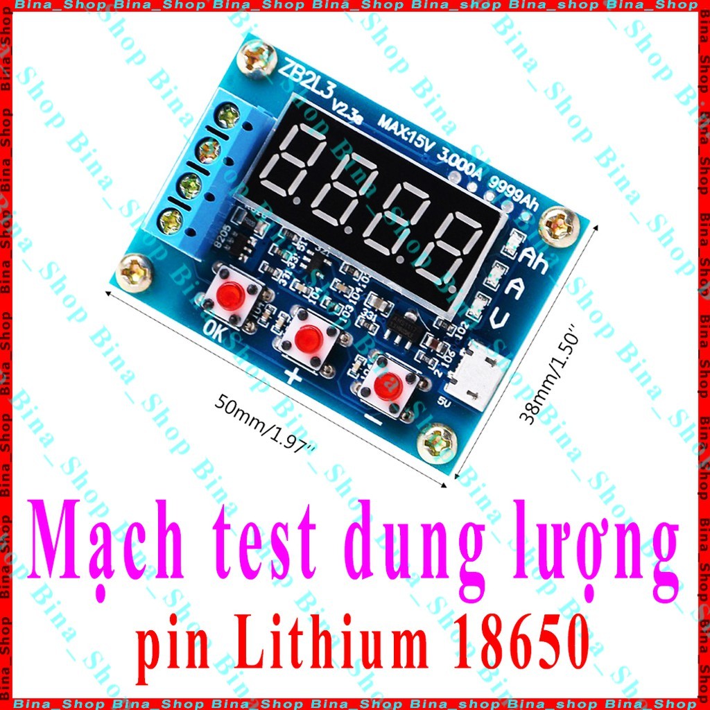 Mạch test dung lượng pin Lithium Li-ion 18650 ZB2L3 / HW-586 (tự chọn)