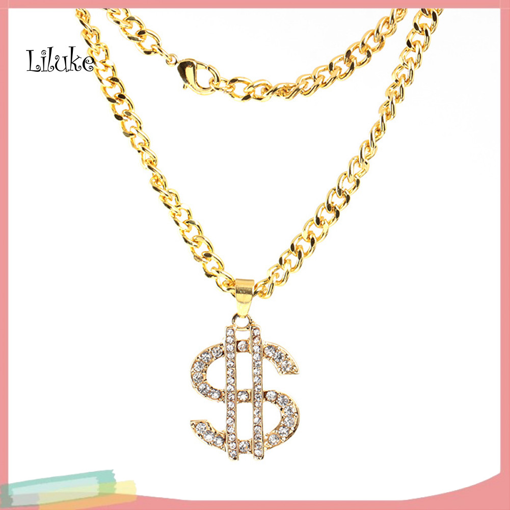 LK Kim Cương Giả Đô La Mỹ Phong Cách Tiền Mặt Dây Chuyền Dây Chuyền Dài Vòng Cổ Hip Hop Trang Sức