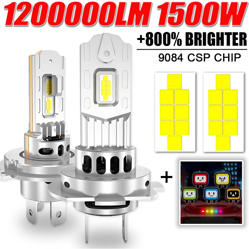 H7 Đèn Pha H4 Bi Bóng Đèn LED Cho Ô Tô CANBUS 1500W Đèn Tự Động Công Suất Cao 6500K Mini Không Dây T