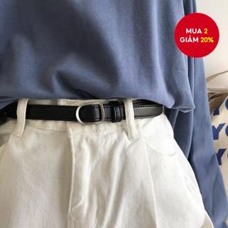 Thắt lưng khóa không lỗ dành cho nữ - Dây đeo đa năng có thể điều chỉnh mỏng bằng da PU mỏng cho hàng ngày / văn phòng