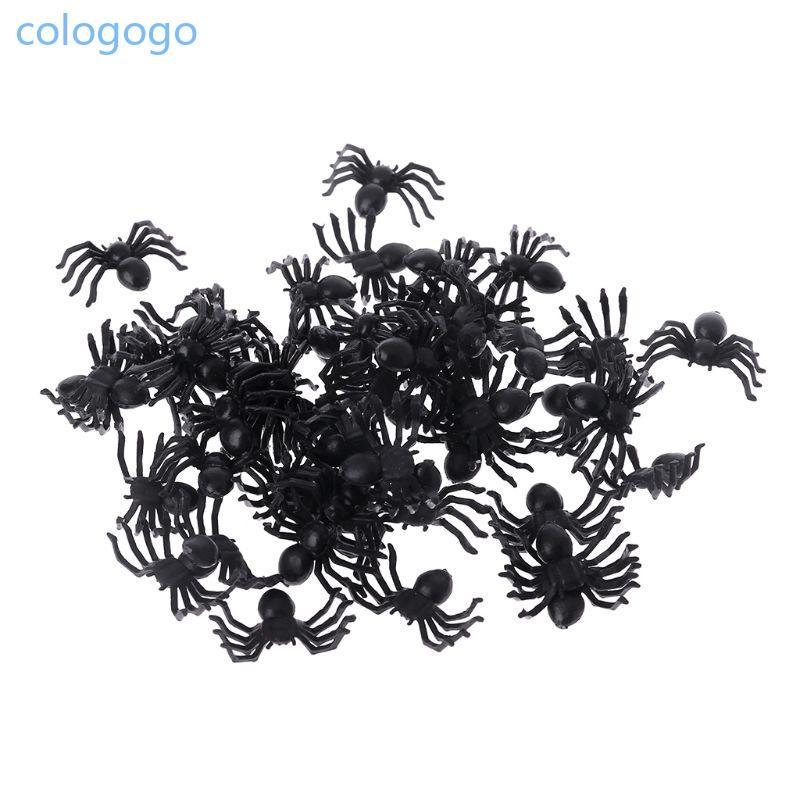 COLO 50 Chiếc Nhỏ Nhựa Đen Giả Đồ Chơi Nhện Ngộ nghĩnh Trò Đùa Prank Đạo Cụ Halloween Deco