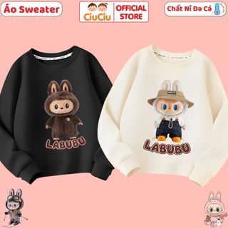 Áo Nỉ Sweater Labubu Cho Bé Trai Bé Gái CIUCIU Vải Nỉ Da Cá Co Dãn Mềm Mại Ấm Áp Từ 9kg Đến 35kg