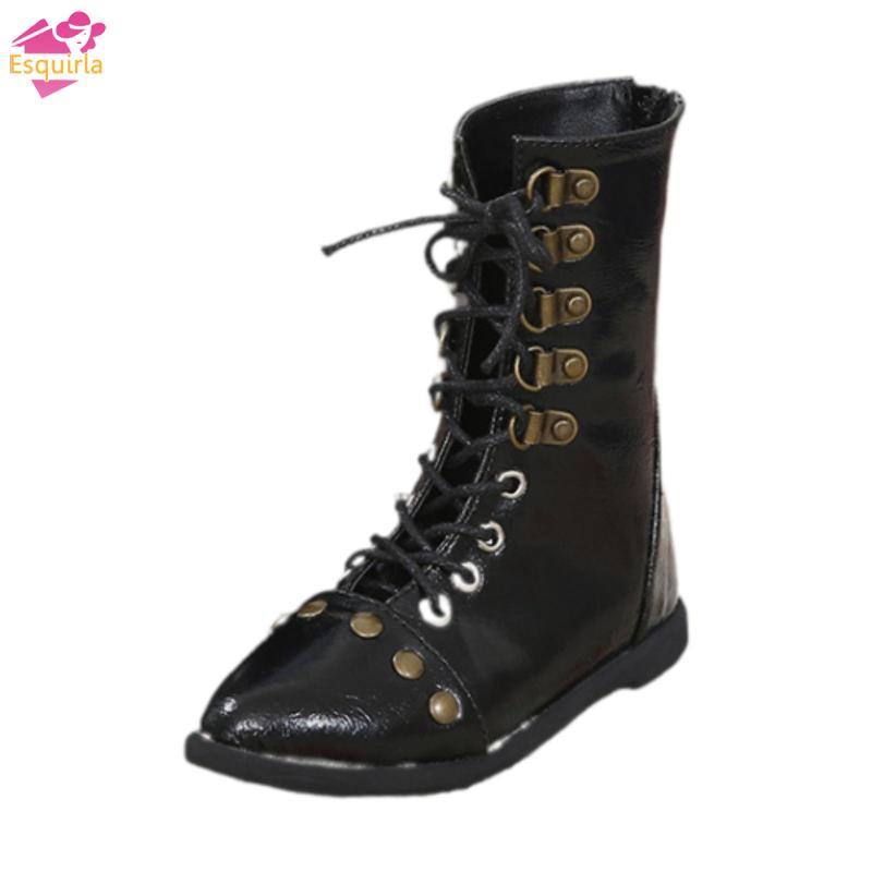 Esquirla 1 / 3 BJD Giày Búp Bê Boot PU Cap Mũi Boot Trang Phục Đen Cổ Điển Hiệp Sĩ Đi Giày
